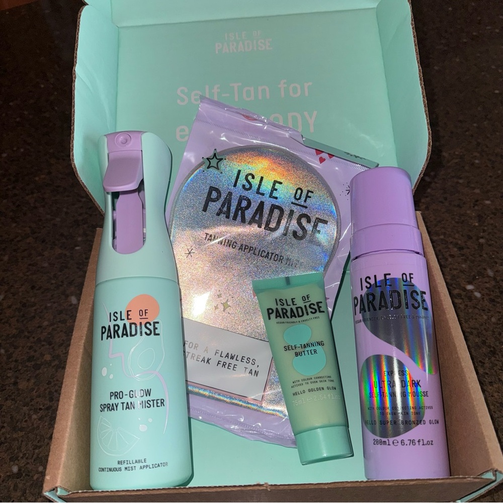 NEW 4 Pc SET - Isle of Paradise - Self Tanning Kit Mousse, Butter, Mitt, Mister